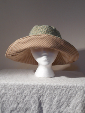 Big Green and Tan Reversible SunHat