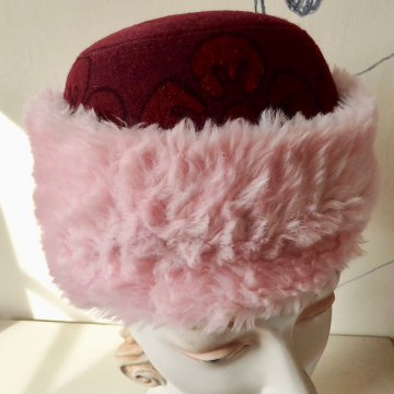 Flowered Cap with Pink "Fur"