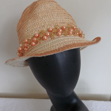 Tiny Painted Fedora with Beads