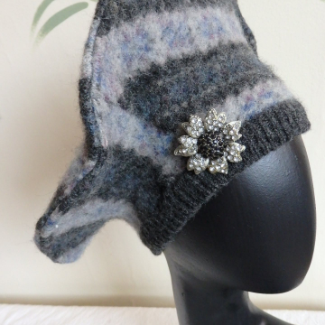 Beret with Vintage Flower Pin