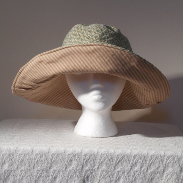 Big Green and Tan Reversible SunHat