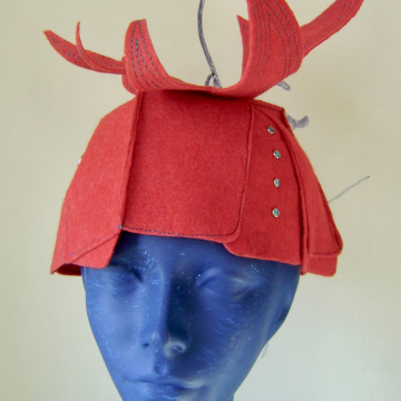 Coral and Blue Fascinator