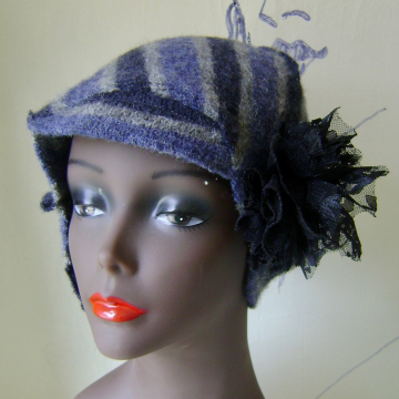 Striped Cap with Long Pin