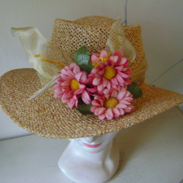 Straw Hat with Flowers