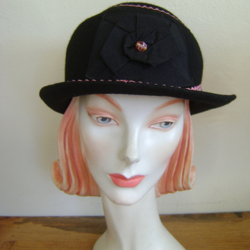 Black Bowler with RickRack