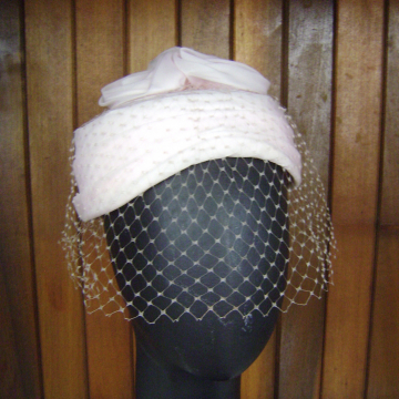 Pale Pink Veiled Pillboxx