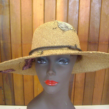 Patched Wide Brimmed Straw Hat