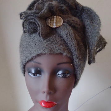 Lightweight Turbanesque Hat with Handmade Pin