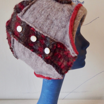Thick Felted Cloche with 3 Buttons