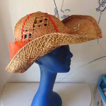 Orange RickRacked Cowperson Hat