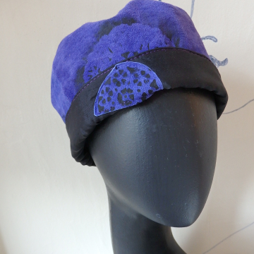 Stenciled Purple Suede Pillbox