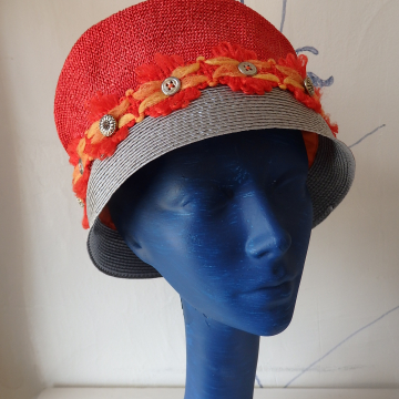 Two Hats Combo with Vintage Trim and Buttons